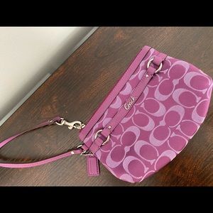 Purple Coach Logo Wristlet